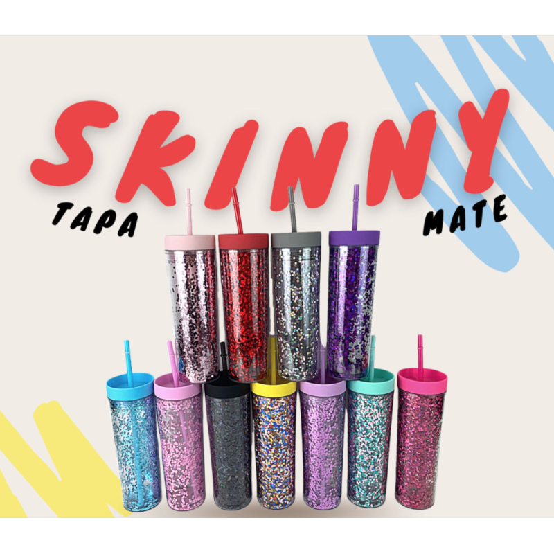 VASO SKINNY GLITER TAPA MATE
