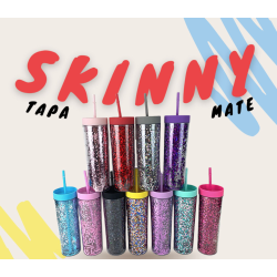 VASO SKINNY GLITER TAPA MATE